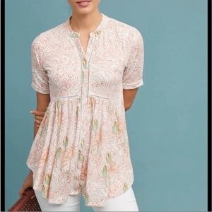 Anthropologie Akemi + Kin Veria Floral Tunic Blouse Size Small